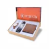 men's combo, tan/brown/rose gold men's watch, men's parfum EDP, tan/brown men's wallet, genuine leather wallet