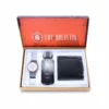 men's combo, sliver/grey men's watch, men's parfum EDP, black men's wallet, genuine leather wallet