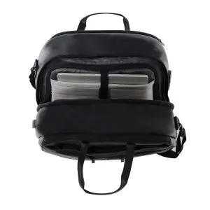 drifter smart suitcase duffel bag, usb charging port, TSA lock, split opens like suitcase, black