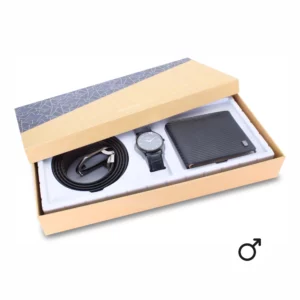 men's combo, men's formal black genuine leather belt, black men's watch, black men's genuine leather wallet