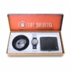 men's combo, men's formal black genuine leather belt, black men's watch, black men's genuine leather wallet
