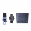 men's combo, men's formal black genuine leather belt, black men's watch, black men's genuine leather wallet