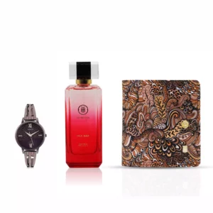 women's combo, brown women's watch, women's parfum EDP, brown women's wallet