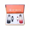 couple's combo, men's parfum EDP, men's black watch, combo, women's parfum EDP, women's white/deep pink watch