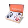 couple's combo, men's parfum EDP, men's black watch, combo, women's parfum EDP, women's white/deep pink watch