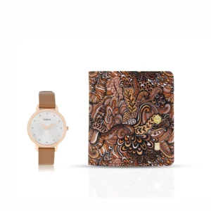 women's combo, women's watch, women's wallet, designer wallet, white-brown women's watch , white-tan women's watch, brown