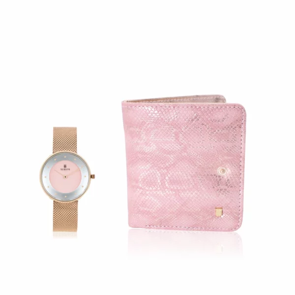 women's combo, women's watch, pink women's wallet, designer wallet, pink women's watch