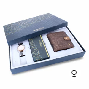 women's combo, women's white watch, women's aviator sunglasses, brown women's wallet