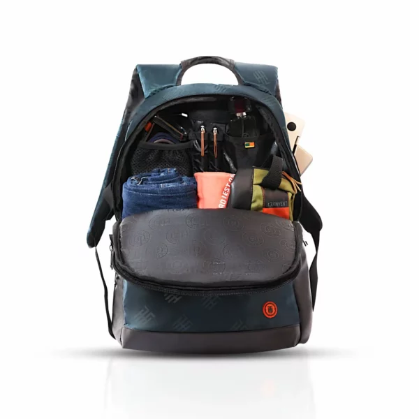 reversible backpack formal/casual look, turquoise/black