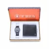 men's combo, men's watch, men's wallet, genuine leather wallet, black