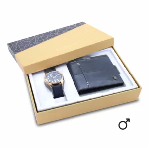 men's combo, men's watch, men's wallet, genuine leather wallet, blue, petrol blue