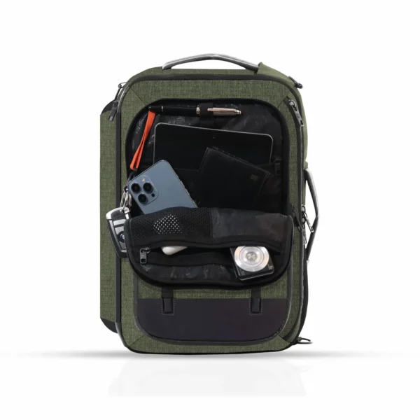 commuter backpack with apparel organizer, olive/green