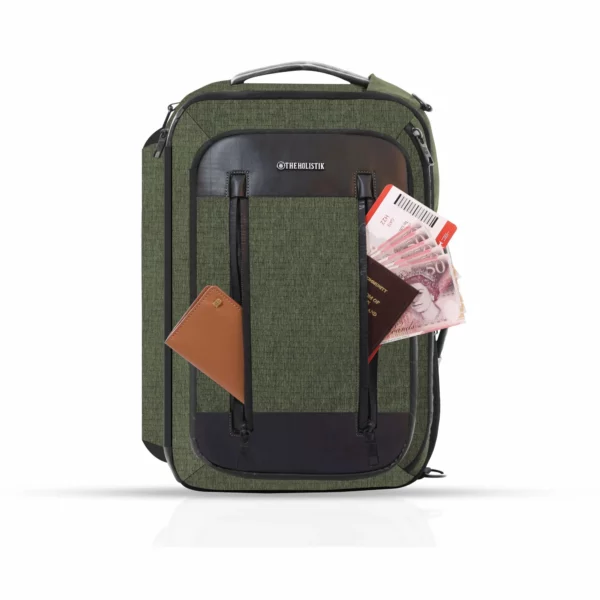 commuter backpack with apparel organizer, olive/green