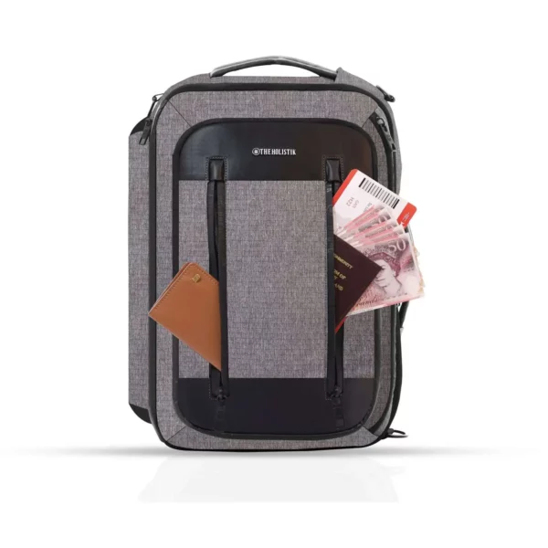 commuter backpack with apparel organizer, grey