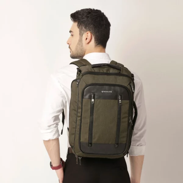 commuter backpack with apparel organizer, olive/green