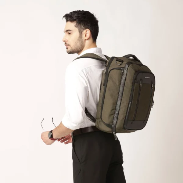 commuter backpack with apparel organizer, olive/green