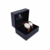 couple's watch combo/pair, rose gold/brown/tan men's watch, white/ brown women's watch