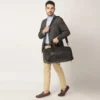 wanderer expandable duffel bag, USB charging port, RFID-protected front pockets, can be hanged inside any wardrobe or closet, black
