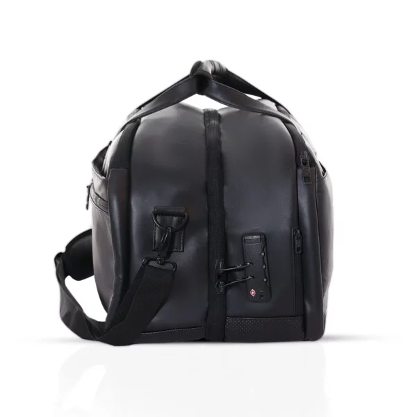 drifter smart suitcase duffel bag, usb charging port, TSA lock, split opens like suitcase, black