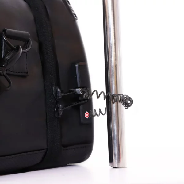 drifter smart suitcase duffel bag, usb charging port, TSA lock, split opens like suitcase, black