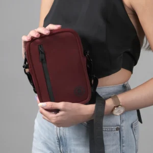 jumper travel sling bag water resistance(WR)/water proof (WP) zipper, maroon