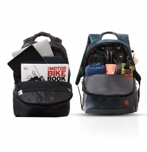 reversible backpack formal/casual look, turquoise/black